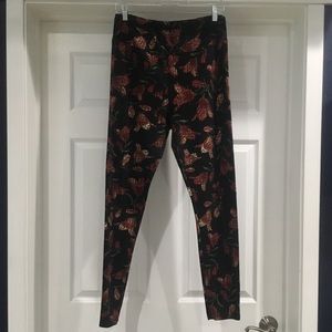 LuLaRoe Black Floral-print Leggings